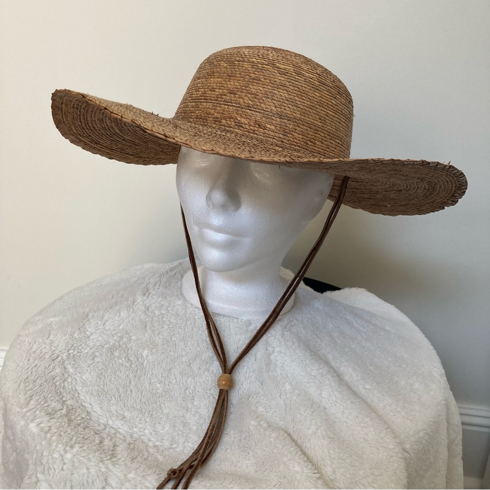 Tula straw hat leather strap ranch garden sun beach wide brim handmade hat